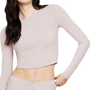 Barefoot Dreams Malibu Collection Ultra Soft Ribbed Long Sleeve Crop Top XL